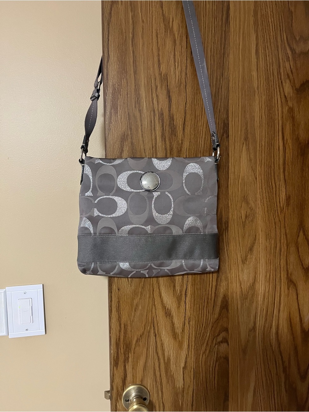 Coach Gray Signature Crossbody Messenger Bag